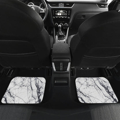 White Gray Scratch Marble Print Front and Back Car Floor Mats