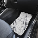 White Gray Scratch Marble Print Front and Back Car Floor Mats