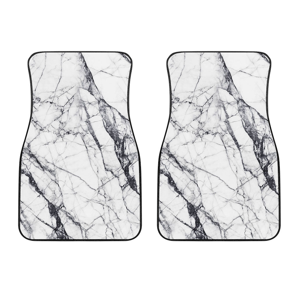 White Gray Scratch Marble Print Front Car Floor Mats