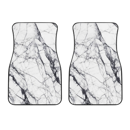 White Gray Scratch Marble Print Front Car Floor Mats