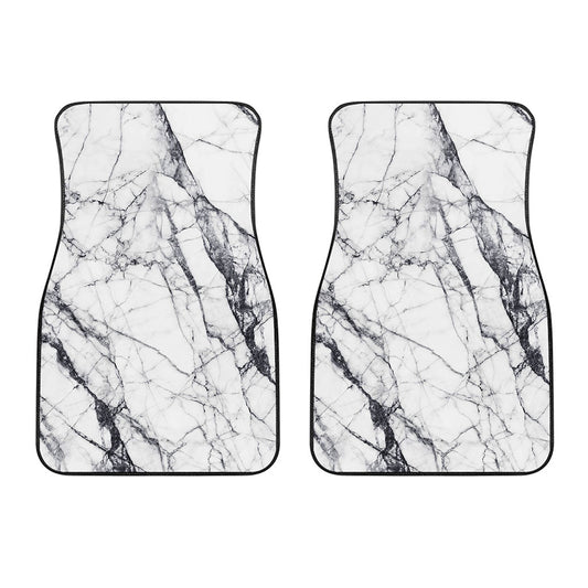 White Gray Scratch Marble Print Front Car Floor Mats