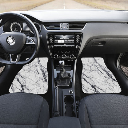 White Gray Scratch Marble Print Front Car Floor Mats
