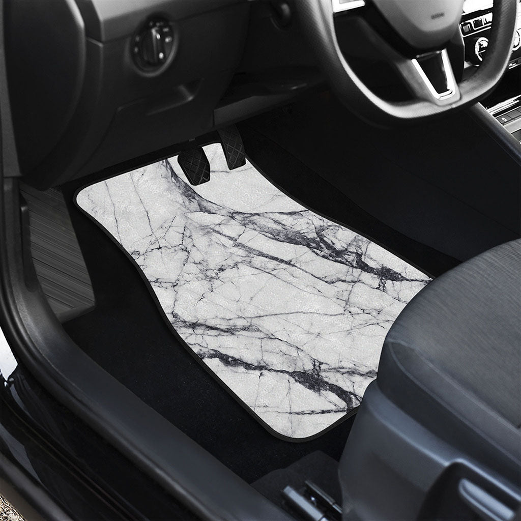 White Gray Scratch Marble Print Front Car Floor Mats