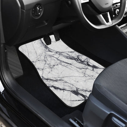 White Gray Scratch Marble Print Front Car Floor Mats