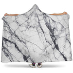White Gray Scratch Marble Print Hooded Blanket