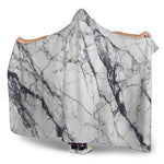 White Gray Scratch Marble Print Hooded Blanket