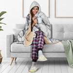 White Gray Scratch Marble Print Hooded Blanket