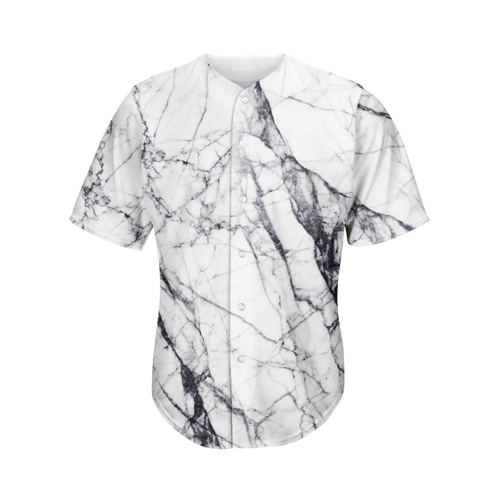 White Gray Scratch Marble Print Men's Baseball Jersey
