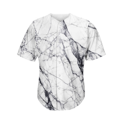 White Gray Scratch Marble Print Men's Baseball Jersey