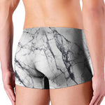 White Gray Scratch Marble Print Men's Boxer Briefs
