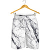 White Gray Scratch Marble Print Men's Shorts