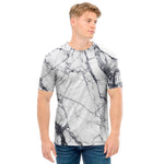 White Gray Scratch Marble Print Men's T-Shirt