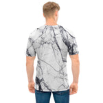 White Gray Scratch Marble Print Men's T-Shirt