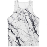 White Gray Scratch Marble Print Men's Tank Top