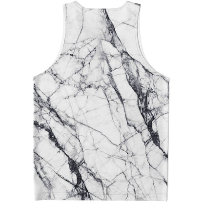 White Gray Scratch Marble Print Men's Tank Top