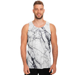 White Gray Scratch Marble Print Men's Tank Top