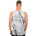 White Gray Scratch Marble Print Men's Tank Top