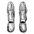 White Gray Scratch Marble Print Muay Thai Shin Guards