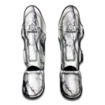 White Gray Scratch Marble Print Muay Thai Shin Guard