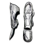 White Gray Scratch Marble Print Muay Thai Shin Guard
