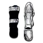 White Gray Scratch Marble Print Muay Thai Shin Guard