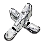 White Gray Scratch Marble Print Muay Thai Shin Guard