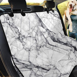 White Gray Scratch Marble Print Pet Car Back Seat Cover