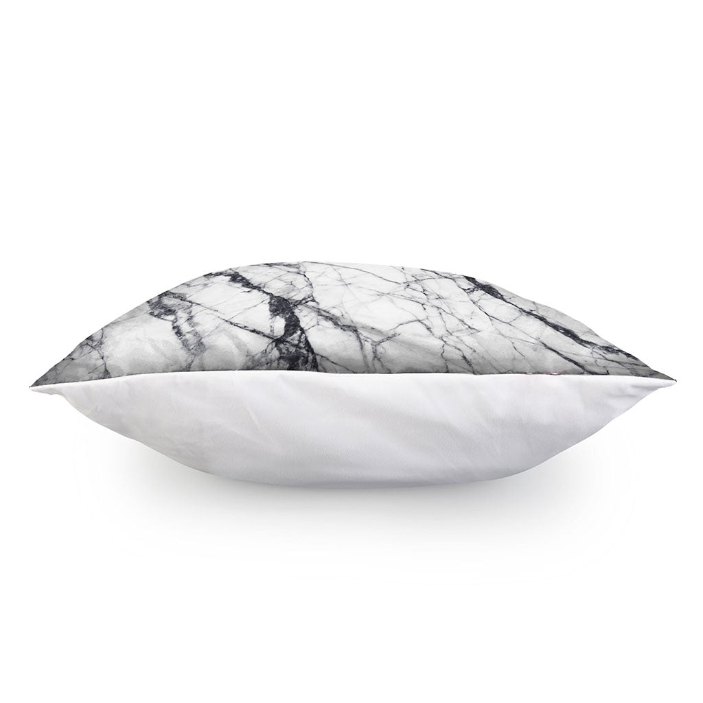 White Gray Scratch Marble Print Pillow Cover