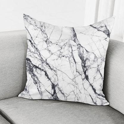 White Gray Scratch Marble Print Pillow Cover