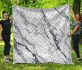 White Gray Scratch Marble Print Quilt