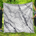 White Gray Scratch Marble Print Quilt