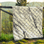 White Gray Scratch Marble Print Quilt
