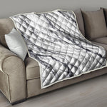White Gray Scratch Marble Print Quilt