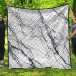 White Gray Scratch Marble Print Quilt