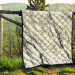 White Gray Scratch Marble Print Quilt