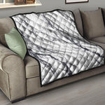 White Gray Scratch Marble Print Quilt