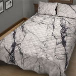 White Gray Scratch Marble Print Quilt Bed Set