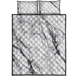 White Gray Scratch Marble Print Quilt Bed Set