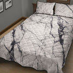 White Gray Scratch Marble Print Quilt Bed Set
