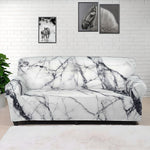 White Gray Scratch Marble Print Sofa Cover