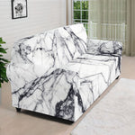 White Gray Scratch Marble Print Sofa Cover