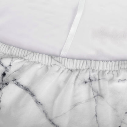 White Gray Scratch Marble Print Sofa Cover