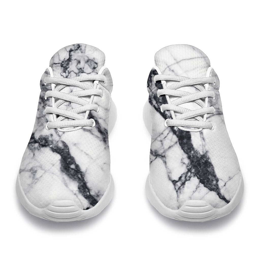 White Gray Scratch Marble Print Sport Shoes GearFrost