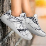 White Gray Scratch Marble Print Sport Shoes GearFrost