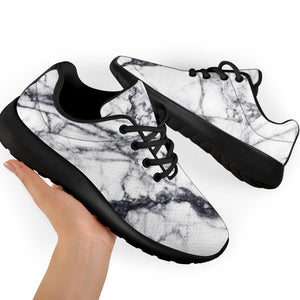 White Gray Scratch Marble Print Sport Shoes GearFrost