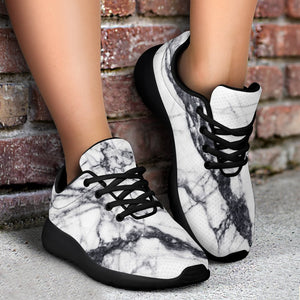 White Gray Scratch Marble Print Sport Shoes GearFrost