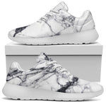 White Gray Scratch Marble Print Sport Shoes GearFrost