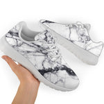 White Gray Scratch Marble Print Sport Shoes GearFrost