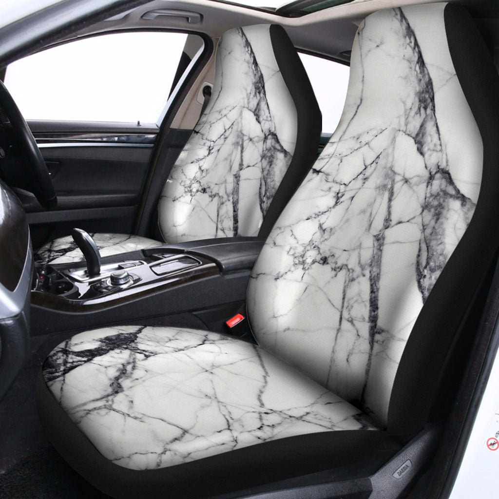 White Gray Scratch Marble Print Universal Fit Car Seat Covers