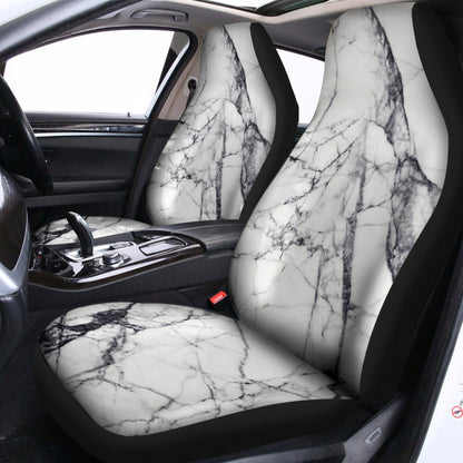 White Gray Scratch Marble Print Universal Fit Car Seat Covers